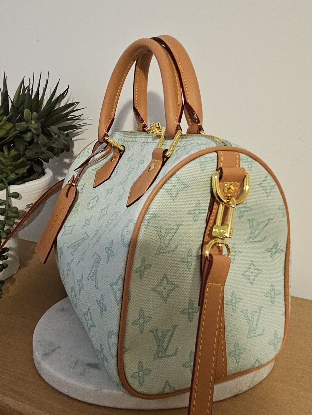 Designer Inspired Luxury Canvas Soft Speedy with Tan Trim - Picture 5 of 5